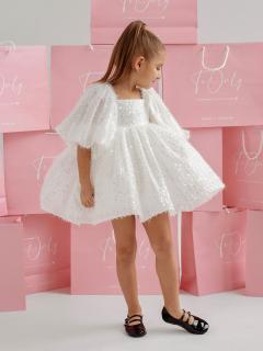 [x]Купить Блестящее детское платье на утренник Sharlotta молочного цвета ...