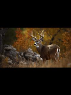[x]Large Whitetail Buck Stands In The Field Under A Beautiful Golden Leaf ...