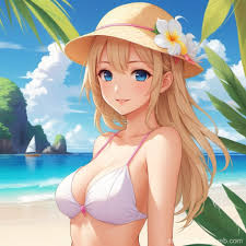 Loli on Tropical Beach in Minimal Attire | Stable Diffusion Online