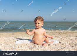 Little Child Sitting On Towel By Stock Photo 1094763140 | Shutterstock