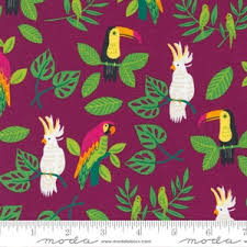 Jungle Paradise Birds in Paradise Magenta: Sold by the 1/2 Yard ...